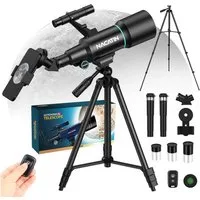 NACATIN Teleskop Kinder & Einsteiger Refraktor-Teleskop 70mm/300mm Tubuslänge, mit Stativ, 15X-150X, Handy-Adapter