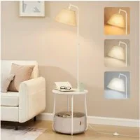 VASAGLE Stehlampe Beistelltisch mit Lampe, 3-in-1, Stehlampe mit Tisch und Korb, LED wechselbar, für Wohnzimmer, Nachttisch, Licht und Lampenschirm einstellbar