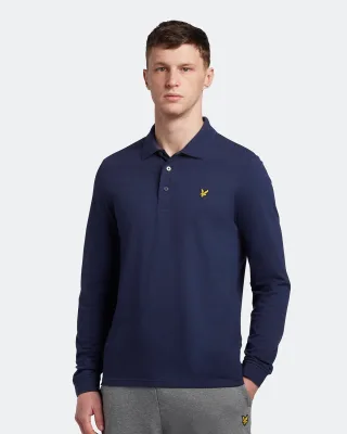 Lyle & Scott Langärmeliges Poloshirt in Navy