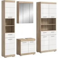 welltime Badmöbel-Set SIENA, 4 teilig, bestehend aus:, (Set, 4-St., TOPSELLER), Hochschrank schmal, WBU, Spiegelschrank, Hochschrank breit