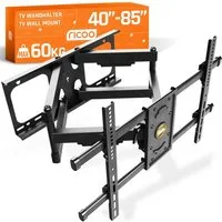 RICOO TV-Wandhalterung TV Wand Halterung 50" 55" 65" 75" 80" 85" max 60 Kg schwenkbar S4964, (bis 85 Zoll, VESA 200x200 bis 600x400, 1-tlg., vollbeweglich ausziehbar neigbar 40 Zoll bis 80 Zoll massiv stabil, bis 15° Neigung, bis zu 120° Schwenkung, 