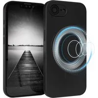 EAZY CASE Handyhülle für Apple iPhone 16e Hülle Silikon 6,1 Zoll, Schutzhülle mit MagSafe kratzfest Back Cover Kameraschutz Schwarz