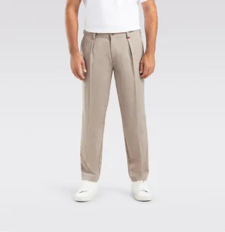 MAC - MAC JEANS - Travel Pleat, Light Wool Melange braun - Gr. - 31/30