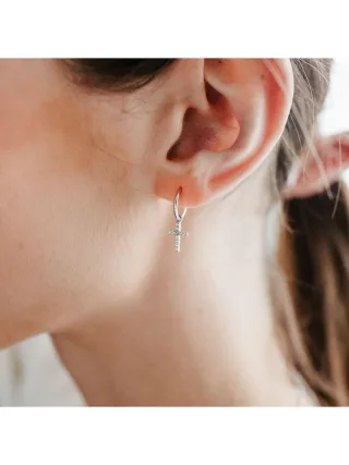 Julie Julsen Creolen 925/- Sterling Silber rhodiniert Einhänger Kreuz