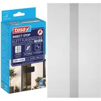 tesa Insektenschutz-Fensterrahmen Klett Fliegengitter Premium für Türen - ohne Bohren, (Spar-Set, 1-St., INSECT STOP - (2 x 65cm)120cm x 220cm - Anthrazit (Durchsichtig), Insektenschutz mit Klettband, rückstandsfrei entfernbar, zuschneidbar