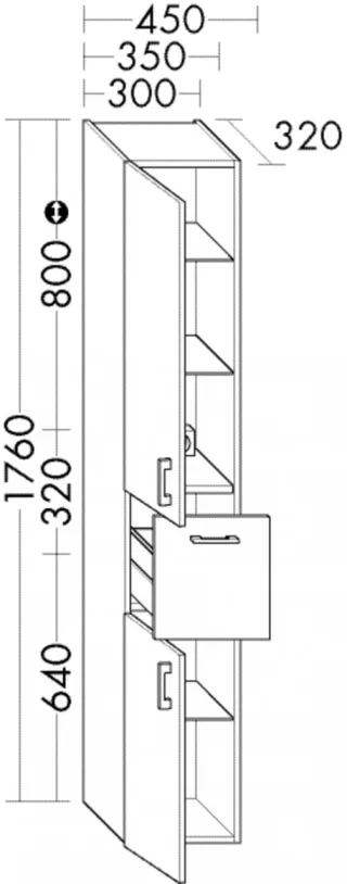 Burgbad Hochschrank Sys30 PG4 Sana 1760x300x320 Lichtgrau Hochglanz, HSKU030LF3363 HSKU030LF3363