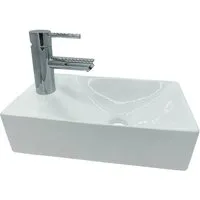 Aloni Waschbecken 421A-L (einzel, 1-St), Design Waschtisch Gästebad Kleines Washbecken Handwaschbecken