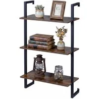 COSTWAY Wandregal, Küchenregal mit Metallrahmen Schweberegal Bücherregal
