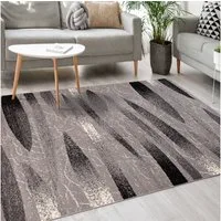Mazovia Designteppich Modern Teppich Kurzflor Wohnzimmerteppich Robust und pflegeleicht GRAU, 60 x 100 cm, Fußbodenheizung,Allergiker geeignet,Farbecht,Pflegeleicht,Geometrisch