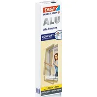 tesa Insektenschutz-Fensterrahmen Aluminium Rahmen Fliegengitter - 120 x 150cm, (Packung, 1-St., Fliegennetz, Aluminiumrahmen), Insektenschutz - ohne Bohren