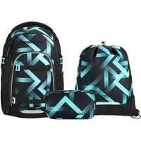 coocazoo Schulranzen Schulrucksack-Set MATE Laser Lights 3-teilig (3-teilig), ergonomisch, Körpergröße: 135 - 180 cm, Easy-Grow-System