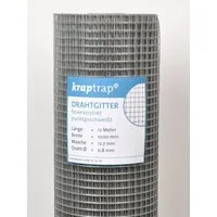 Kraptrap® Voliere Volierendraht Drahtgitter 12 x 12 mm – 20 m x 1 m Drahtgitter als Vogeldraht, Hasengitter, Hühnerdraht, Drahtzaun, feuerverzinkt