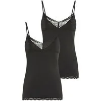 YSABEL MORA Spaghettitop (2er Pack) elastisch, Spitzeneinsatz, schmale Träger, femininer Stil
