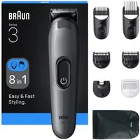 Braun Haarschneider All-in-One Series 3, 8in1 Pflegeset, ultrascharfe Klinge, 14 Längeneinstellungen, 50 Min Akkulaufzeit
