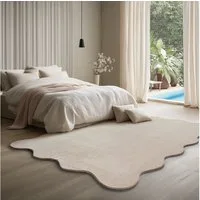 the carpet Teppich kuschelig & Super Soft, Anti-Rutsch Unterseite, wellenförmig, Höhe: 16 mm, Waschbar bis 30 Grad, Felloptik, Wohnzimmer Teppich, Kundenliebling