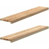 vidaXL Fensterbank Fensterbänke 2 Stk. Unbehandelt 110x20x2 cm Massivholz Eiche