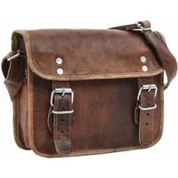 Gusti Leder Handtasche Jane 7,9", Handtasche Umhängetasche Vintage Damen Herren Unisex Braun Leder