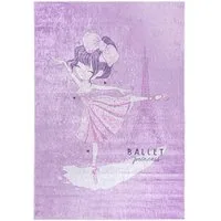Mazovia Kinderteppich Kinderteppich Kinderzimmerteppich Ballett Ballerina, 80 x 150 cm, Kurflor, Waschbar in Waschmaschine, Höhe 5 mm, Rutschfest