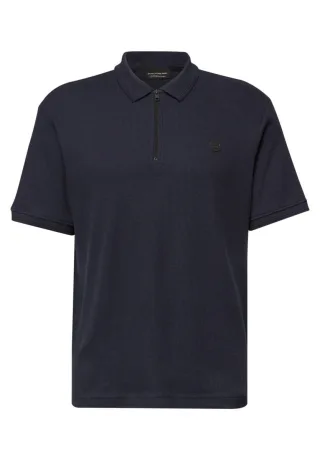 Street One - Poloshirt mit Zipper und Struktur blau - Gr. - XXL