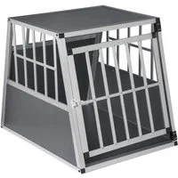 EUGAD Tiertransportbox, Hundetransportbox Alu Reisebox Autobox 85x65x69 cm