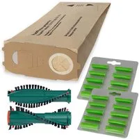 PRIMEBAG Staubsaugerbeutel 20 Filtertüten Bürste Duftchips passt für Vorwerk Kobold 120 121 122