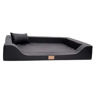 Tierlando MELODY LATEX - Orthopädisches LUXUS-Hundebett mit Anti-Haar Kunstleder schwarz 1 m, 22 cm, 75 cm