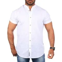 CARISMA Kurzarmhemd Herren Leinen Baumwoll Mix Casual Hemd 9337 Regular Kurzarm Stehkragenkragen Uni