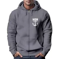 Neverless Sweatjacke Zip-Hoodie Herren Sweatjacke mit Kapuze Moin Nordisch Anker Print