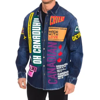 Langärmliges Jeanshemd für Herren mit Patches S74DM0505-S30341