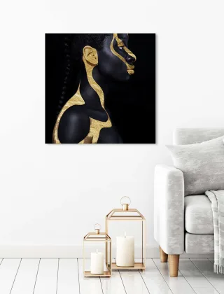 queence Acrylglasbild "Chnum" Bilder von Frauen  Fashion  Frau  Gemälde  Magazincover  Mode  Modern 1 Stk. tlg. von Hand eingearbeitete Blattgold Applikationen