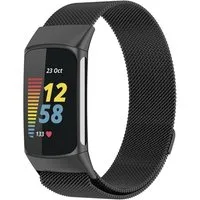 Wigento Smartwatch-Armband Für Fitbit Charge 6 / 5 Metall Stahl Mesh Armband mit Magnetverschluss