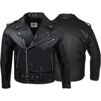German Wear Lederjacke GW411J Black Retro Motorradjacke Rockerjacke Chopper Lederjacke Brando Vintag