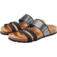 LASCANA Mule, Sandale, offener Schuh, Sommerschuh, Pantolette mit Komfortkorkfußbett aus Leder und elastischen Riemchen