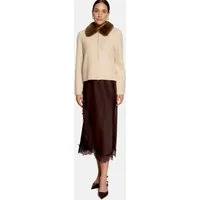 Zero Strickjacke Damen mit Kunstfellkragen (1-tlg) Material