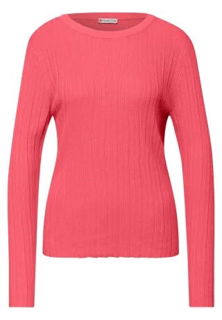 Street One - Pullover mit Rippstruktur striking coral - Gr. - 40