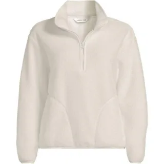 Teddy-Pullover mit Reißverschluss für Damen in Plus-Größe, Damen, size: plus, Elfenbein, Polyester, by Lands' End
