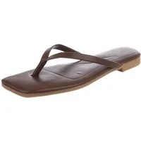 Ital-Design Minimalistische Damen Flip-Flops mit flacher Sohle Zehentrenner (91512439) Blockabsatz Zehentrenner in Braun