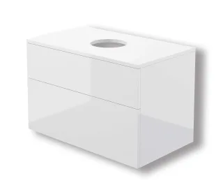 Neuesbad Waschbecken Unterschrank, mit Abdeckplatte, 800x470x520 mm, Weiß glänzend NB1DESDI6B811