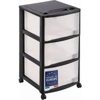 M home Rollwagen Schubladenrollwagen PLS6073 Rollcontainer Schubladenschrank Kunststoff, (Spar-Set, 1 St., Rollwagen mit 3 Schubladen und 4 Lenkrollen), mit Rollen und Griffen / 3 Schubladen