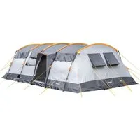 Skandika Gruppenzelt Hurricane 12 Sleeper Protect, Familienzelt mit eingenähtem Zeltboden, (Sleeper Technology, 2 Eingänge, Haken für Zeltlampe, Organizer-Taschen), 2 dunkle teilbare Schlafkabinen, 5000 mm Wassersäule, 215 cm Stehhöhe