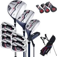COSTWAY Golfschläger + Golfbag, 11-tlg., Golfschläger Komplettset für rechtshändig, Herren