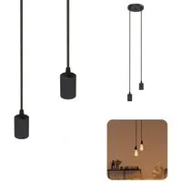 SSC-LUXon LED-Hängeleuchte PARU Pendelleuchte 2-flammig schwarz Textilkabel E27 Fassung