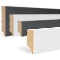 Hexim Sockelleiste, Fußbodenleisten 2000x35x12mm, 20 Stück Abschlußleisten weiß MDF foliert, Weimarer Profil Bodenleisten glatt Fußleisten, 40 Meter / 20 Leisten