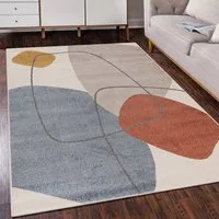 Mazovia Designteppich Modern Teppich Kurzflor Wohnzimmerteppich Japandi Scandi Beige Creme, 80 x 150 cm, Fußbodenheizung, Allergiker geeignet, Farbecht, Pflegeleicht