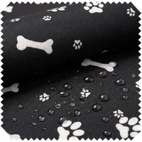 novely® Stoff OXFORD 210D D26 Knochen Hund Pfoten Schwarz Weiß Printstoff Outdoor, Wasserabweisend, Outdoor, Meterware, 1lfm