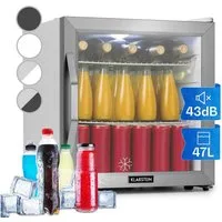 Klarstein Getränkekühlschrank 10033121, 50 cm hoch, 47.5 cm breit, Mini Kühlschrank ohne Gefrierfach klein Getränkekühlschrank Glastür