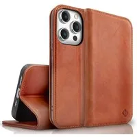 Nalia Smartphone-Hülle Apple iPhone 15 Pro Max 17 cm (6,7 Zoll), Echt Leder Etui / Standfunktion Kickstand / RFID Schutz Handyhülle