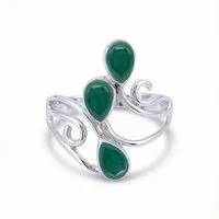 mantraroma Silberring SIDISTI aus 925 Silber mit grünen Onyx (Ring mit Schmuckbeutel), Damenring aus 925er Silber