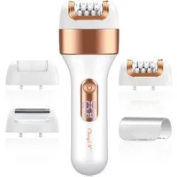 CkeyiN Epilierer Epilierer Damen 3 in 1 mit Rasier-,Trimmer- &Hornhautentferner Aufsatz, Aufsätze: 3 St., 8000U/min,LED-Anzeige,Reisesperre, Nass- und Trockenepilierer Körperrasierer für seidig-glatte Haut
