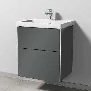 Sanipa 3way Waschtischunterbau zu Villeroy & Boch Subway 3.0 Waschtisch mit 2 Auszügen, Anthrazit-Gl BS85279